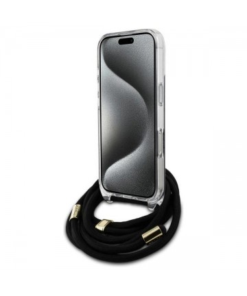 Guess Crossbody Cord 4G Print Case with Lanyard for iPhone 16 Pro - Black