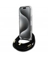 Guess Crossbody Cord 4G Print Case with Lanyard for iPhone 16 Pro - Black