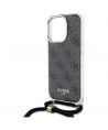 Guess Crossbody Cord 4G Print Case with Lanyard for iPhone 16 Pro - Black