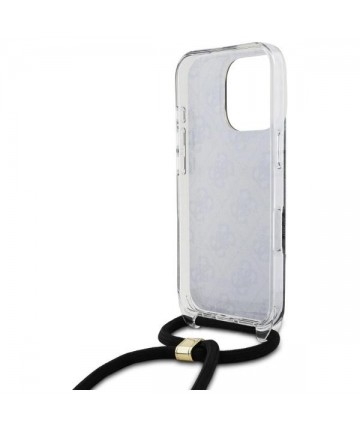 Guess Crossbody Cord 4G Print Case with Lanyard for iPhone 16 Pro - Black