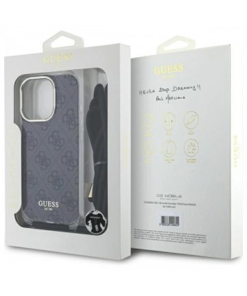 Guess Crossbody Cord 4G Print Case with Lanyard for iPhone 16 Pro - Black
