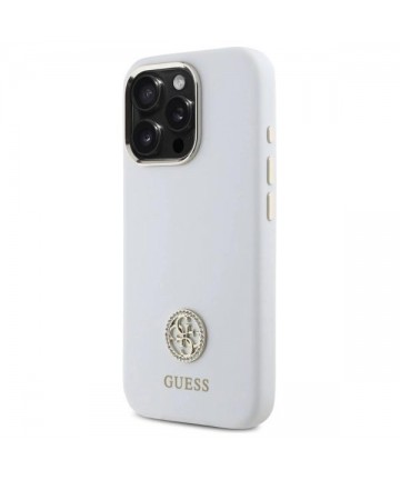Guess Silicone Logo Strass 4G Case for iPhone 16 Pro - White