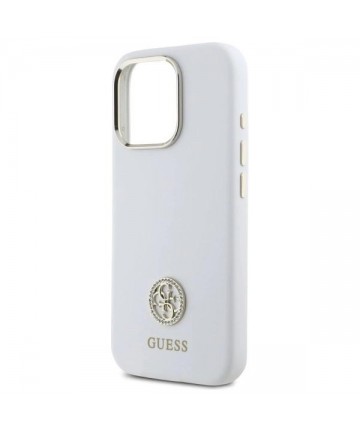Guess Silicone Logo Strass 4G Case for iPhone 16 Pro - White