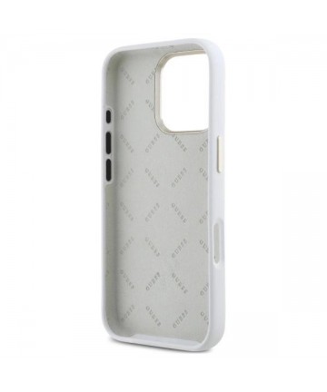 Guess Silicone Logo Strass 4G Case for iPhone 16 Pro - White