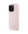 Guess Silicone Script Metal Logo & Frame iPhone 16 Pro Case - Pink