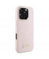 Guess Silicone Script Metal Logo & Frame iPhone 16 Pro Case - Pink