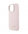 Guess Silicone Script Metal Logo & Frame iPhone 16 Pro Case - Pink