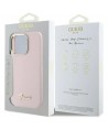 Guess Silicone Script Metal Logo & Frame iPhone 16 Pro Case - Pink