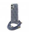 Guess Crossbody Cord 4G Print Case with Lanyard for iPhone 16 - Blue