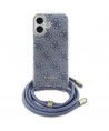 Guess Crossbody Cord 4G Print Case with Lanyard for iPhone 16 - Blue