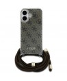 Guess Crossbody Cord 4G Print Case with Lanyard for iPhone 16 - Brown