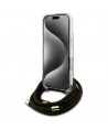 Guess Crossbody Cord 4G Print Case with Lanyard for iPhone 16 - Brown