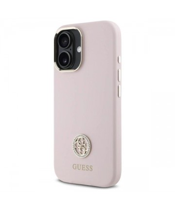 Guess Silicone Logo Strass 4G case for iPhone 16 - light pink