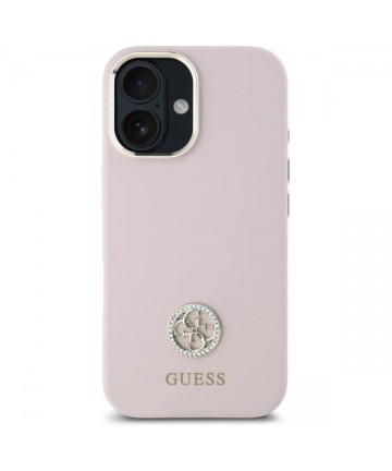 Guess Silicone Logo Strass 4G case for iPhone 16 - light pink