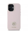 Guess Silicone Logo Strass 4G case for iPhone 16 - light pink