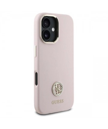 Guess Silicone Logo Strass 4G case for iPhone 16 - light pink
