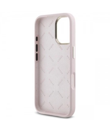 Guess Silicone Logo Strass 4G case for iPhone 16 - light pink
