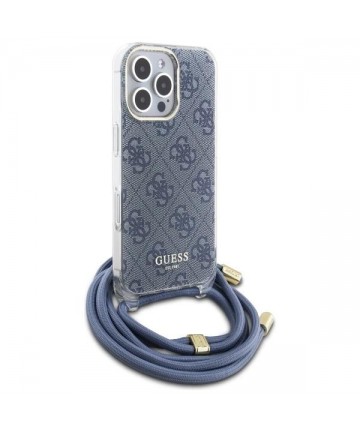 Guess Crossbody Cord 4G Print Case for iPhone 16 Pro Max - Blue