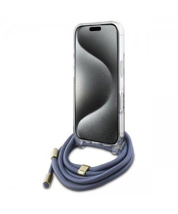Guess Crossbody Cord 4G Print Case for iPhone 16 Pro Max - Blue