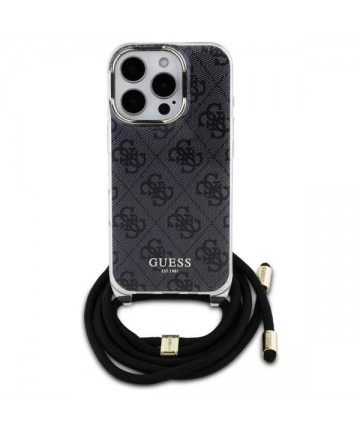 Guess Crossbody Cord 4G Print Case for iPhone 16 Pro Max - Black