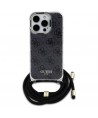 Guess Crossbody Cord 4G Print Case for iPhone 16 Pro Max - Black