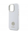 Guess Silicone Logo Strass 4G Case for iPhone 16 Pro Max - White