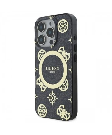 Guess IML Peony On 4G Background MagSafe case for iPhone 16 Pro - black