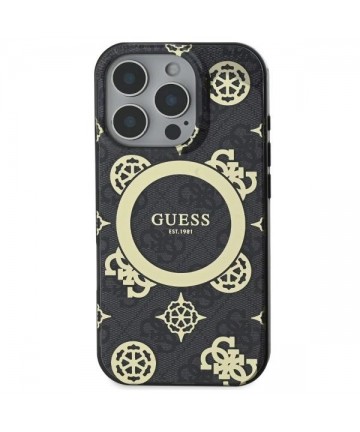 Guess IML Peony On 4G Background MagSafe case for iPhone 16 Pro - black