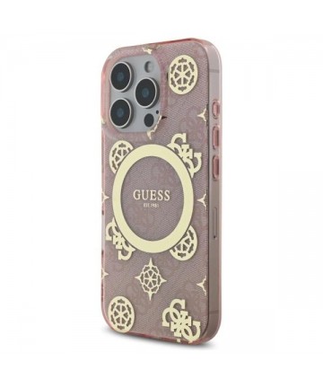 Guess IML Peony On 4G Background MagSafe Case for iPhone 16 Pro - Pink