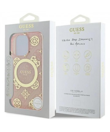 Guess IML Peony On 4G Background MagSafe Case for iPhone 16 Pro - Pink