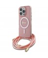 Guess Crossbody Cord Script MagSafe Case for iPhone 16 Pro - Pink