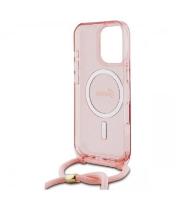 Guess Crossbody Cord Script MagSafe Case for iPhone 16 Pro - Pink
