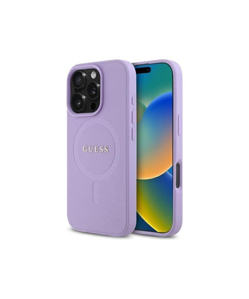 Guess Saffiano MagSafe case for iPhone 16 Pro - purple
