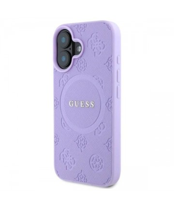 Guess Saffiano Peony Classic Logo MagSafena iPhone 16 Plus Case - Purple