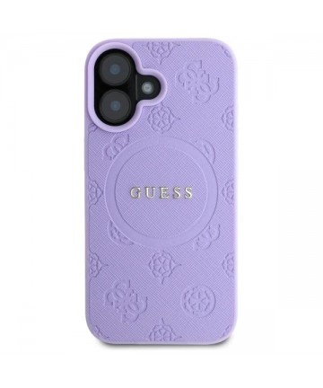 Guess Saffiano Peony Classic Logo MagSafena iPhone 16 Plus Case - Purple