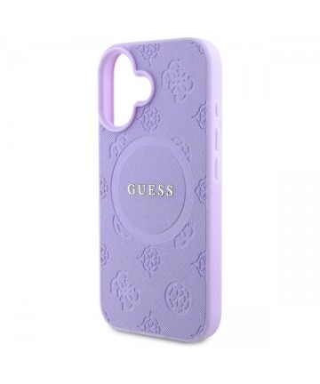 Guess Saffiano Peony Classic Logo MagSafena iPhone 16 Plus Case - Purple