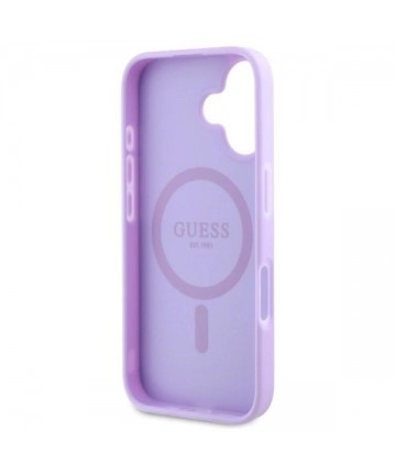 Guess Saffiano Peony Classic Logo MagSafena iPhone 16 Plus Case - Purple