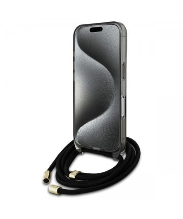 Guess Crossbody Cord Script MagSafe iPhone 16 Case - Black