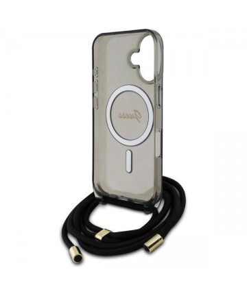 Guess Crossbody Cord Script MagSafe iPhone 16 Case - Black