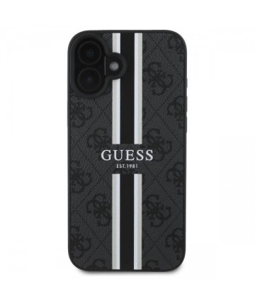 Guess 4G Printed Stripes MagSafe case for iPhone 16 - black