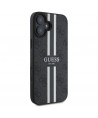 Guess 4G Printed Stripes MagSafe case for iPhone 16 - black