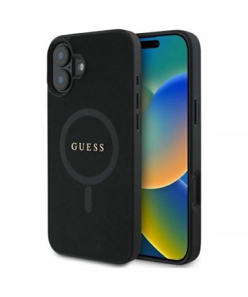 Guess Saffiano Classic Logo MagSafe case for iPhone 16 - black