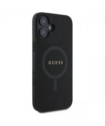 Guess Saffiano Classic Logo MagSafe case for iPhone 16 - black