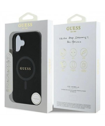 Guess Saffiano Classic Logo MagSafe case for iPhone 16 - black