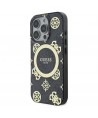 Guess IML Peony On 4G Background MagSafe Case for iPhone 16 Pro Max - Black