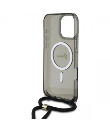 Guess Crossbody Cord Script MagSafe Case for iPhone 16 Pro Max - Black