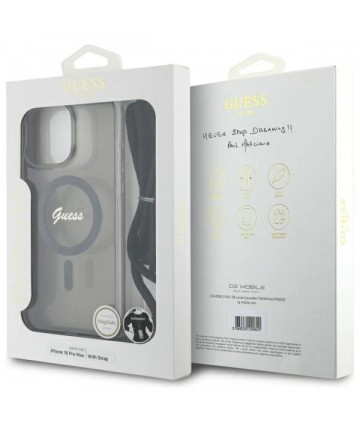 Guess Crossbody Cord Script MagSafe Case for iPhone 16 Pro Max - Black