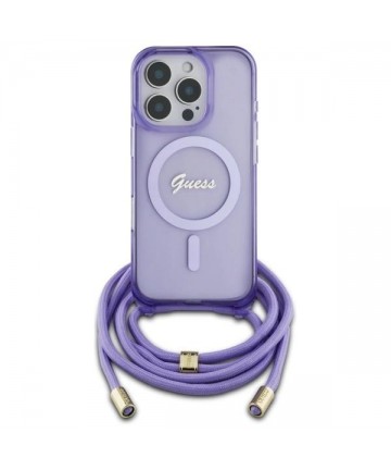 Guess Crossbody Cord Script MagSafe Case for iPhone 16 Pro Max - Purple