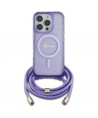Guess Crossbody Cord Script MagSafe Case for iPhone 16 Pro Max - Purple