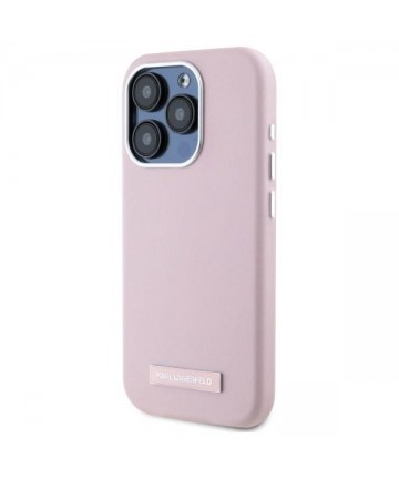 Karl Lagerfeld FW Metal Plate MagSafe iPhone 15 Pro Case - Pink
